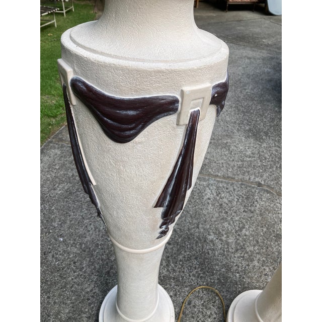 1980s Post-Modern Neoclassical Plaster Floor Lamps - a Pair For Sale - Image 4 of 7