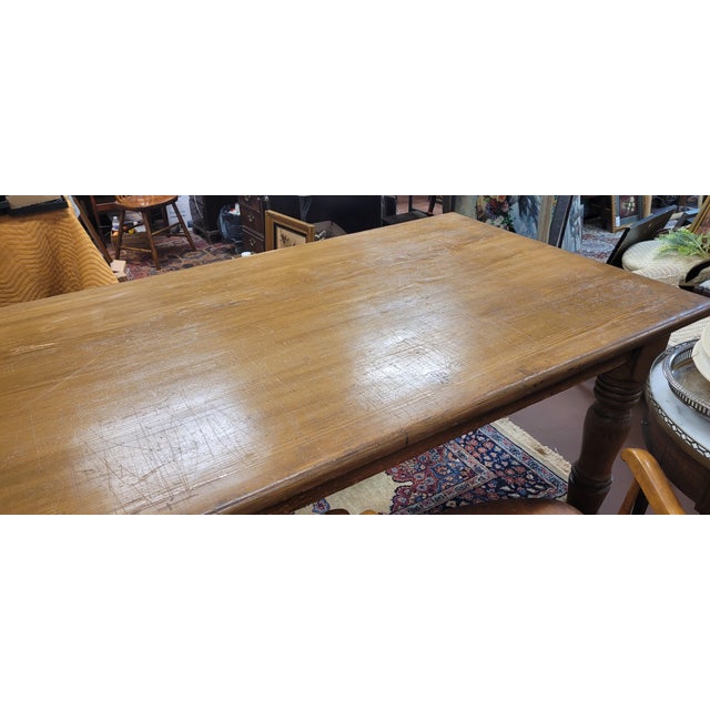 Vintage Large Farmhouse Harvest Dining Table For Sale - Image 11 of 15