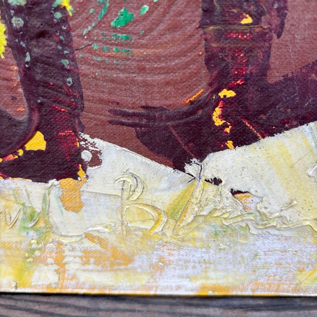 Textile 1960s Paul Blaine Henrie “The Balloon Vendor” Large Mid-Century Oil Painting, 30x48 For Sale - Image 7 of 18