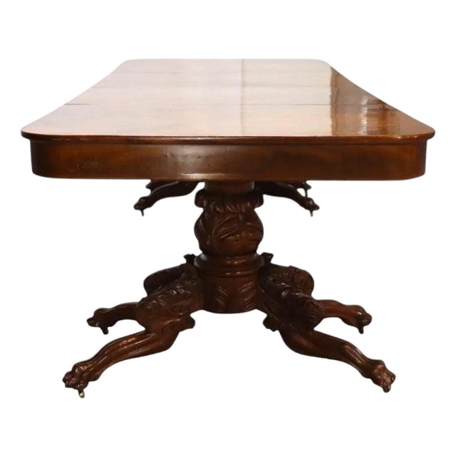 Classical Quervelle Inspired Drop-Leaf & Claw Foot Mahogany Banquet Table C1840 For Sale
