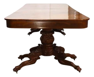 Classical Quervelle Inspired Drop-Leaf & Claw Foot Mahogany Banquet Table C1840
