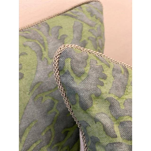 Green Fourtuny Pillows- a Pair For Sale - Image 4 of 7