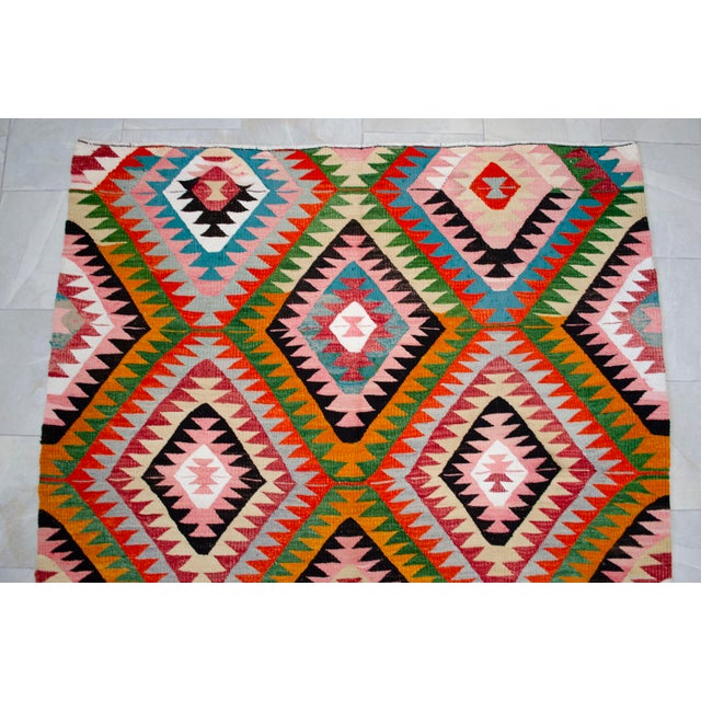Vintage Turkish Rug Kilim, Handwoven Primitive Tribal Statement, Bohemian Area Rug - 6′4″ X 9′4″ For Sale - Image 11 of 14