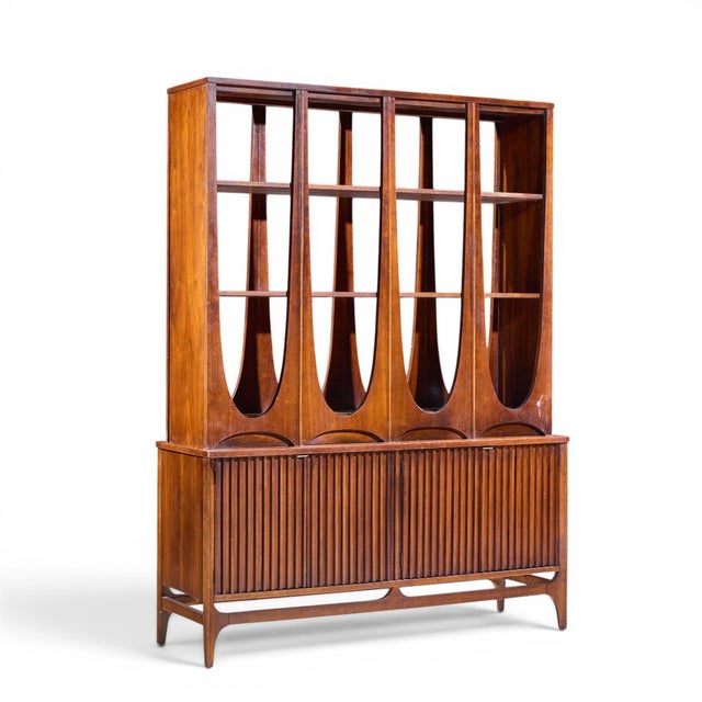 Broyhill Brasilia Mid Century Walnut Room Divider The lower of the room divider measures: 54 wide x 17 deep x 27 inches...