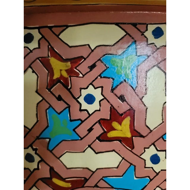Moroccan Wooden Shelf All Hand-Painted / Yellow For Sale - Image 4 of 8