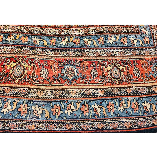 19th Century Oversized Persian Bidjar Rug, Hand-Knotted Wool, Geometric Herati Pattern, Red & Blue, 13x18 For Sale - Image 15 of 18