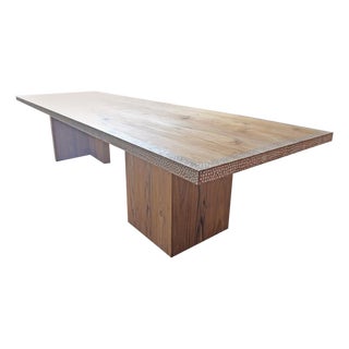 Andrianna Shamaris Shell Inlay Teak Wood Dining Table For Sale
