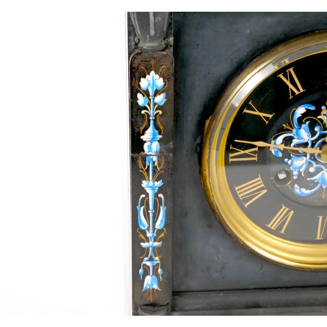 Black Tiffany & Co. French Black Slate / Enamel Striking Mantel Clock, Circa 1880–1890 For Sale - Image 8 of 18