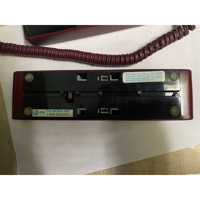 Western Electric At&t Touch-a-Matic 300 Telephone Phone Burgundy Desk '80's MCM For Sale - Image 11 of 12
