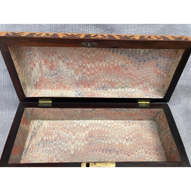 Early 20th Century Marquetry Writing Glove Box For Sale - Image 11 of 17