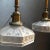 Industrial Etched Octagonal Glass Pendant Lights on Brass Poles - a Pair For Sale - Image 4 of 7