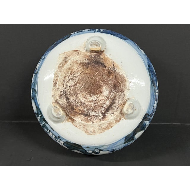 Late 20th Century Chinese Art Porcelain Blue and White Incense Burner With Mountain Scenery Design For Sale - Image 13 of 14