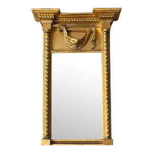 Antique 19th Century American Classical Carved Gilt Wood Neoclassical Pier Mirror 1825