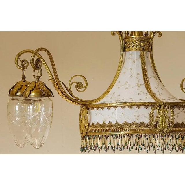 Metal Art Nouveau Chandelier in 5-Light Golden Brass, 1890s For Sale - Image 7 of 12