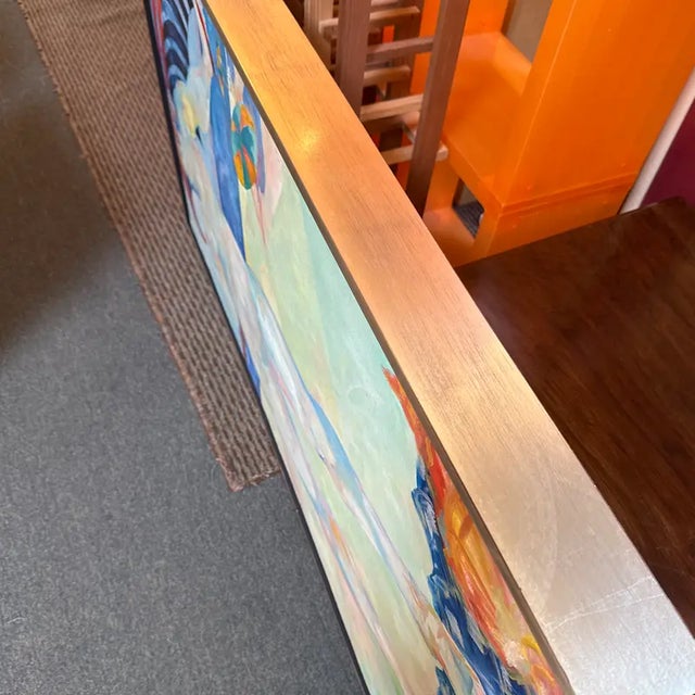 Blue Circa 1978 Joanne Landis Beach Dancer Original Painting, Signed For Sale - Image 8 of 11