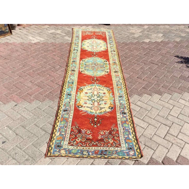 Vintage Turkish Oushak Runner Rug - 37" X 140" For Sale - Image 11 of 11