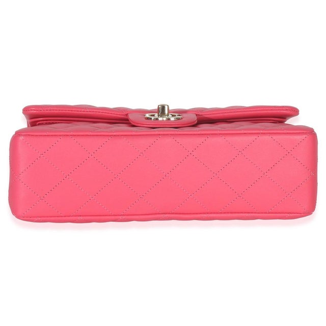 1950s Pink Quilted Lambskin Small Classic Double Flap Bag For Sale - Image 5 of 10