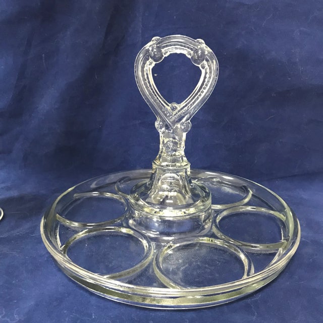 1880s Ribbed Glasses on Serving Tray - Set of 7 For Sale - Image 4 of 7