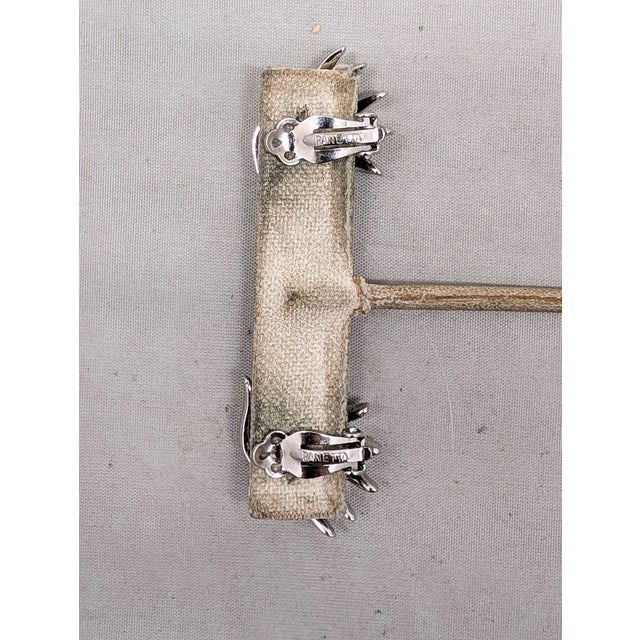 Vintage Signed Panetta Rhodium Plated Clear Rhinestone Clip Earrings-2 Pieces For Sale In Philadelphia - Image 6 of 7