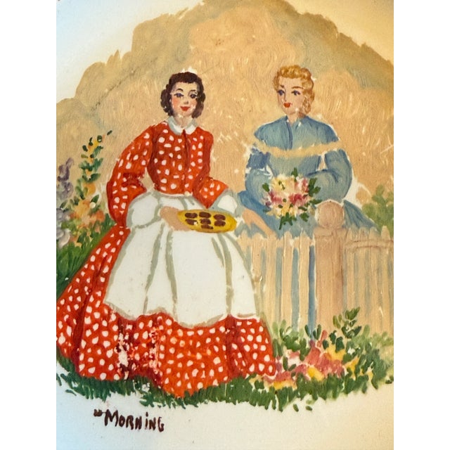 Farmhouse Vintage Russel Wright Plate With 2 Ladies Titled Morning by Steubenville For Sale - Image 3 of 6