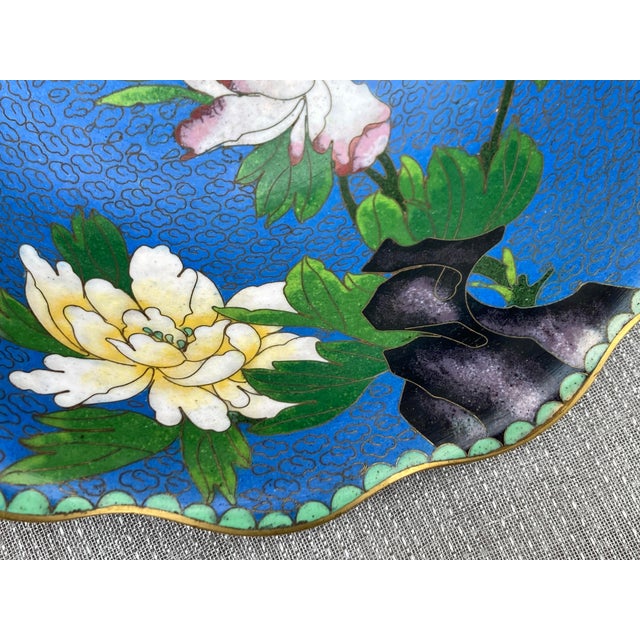 1970s Vintage Chinese Cloisonne Floral Bowl For Sale - Image 5 of 10