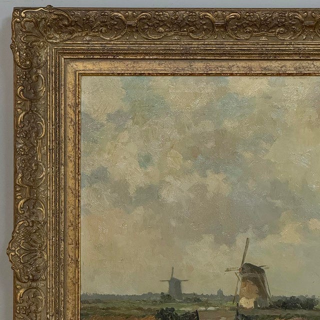 Wood Antique Dutch Coastal Landscape Oil Painting by Jules Brouwers (1869–1955) For Sale - Image 7 of 16
