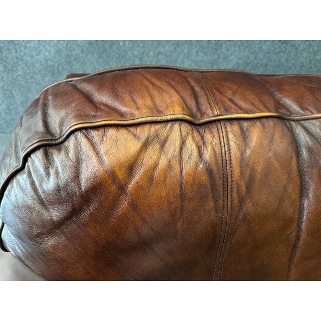 Thomasville Traditional Brown Leather Sofa For Sale - Image 13 of 18