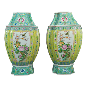 Pair of Mid 20th Century Large Chinese Famille Rose Vases
