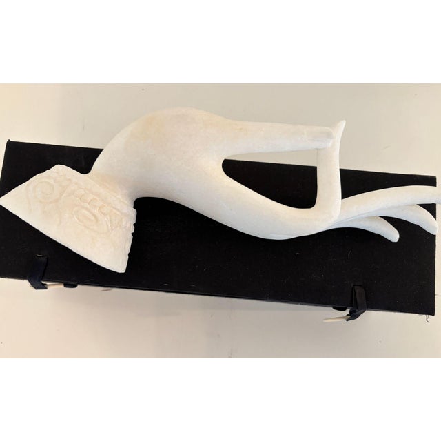 Vintage Alabaster Gyan Mudra Buddha Meditation Hand Sculpture in Box For Sale - Image 14 of 14