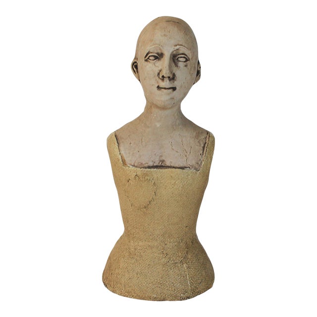 Vintage Off White Molded Female Bust For Sale