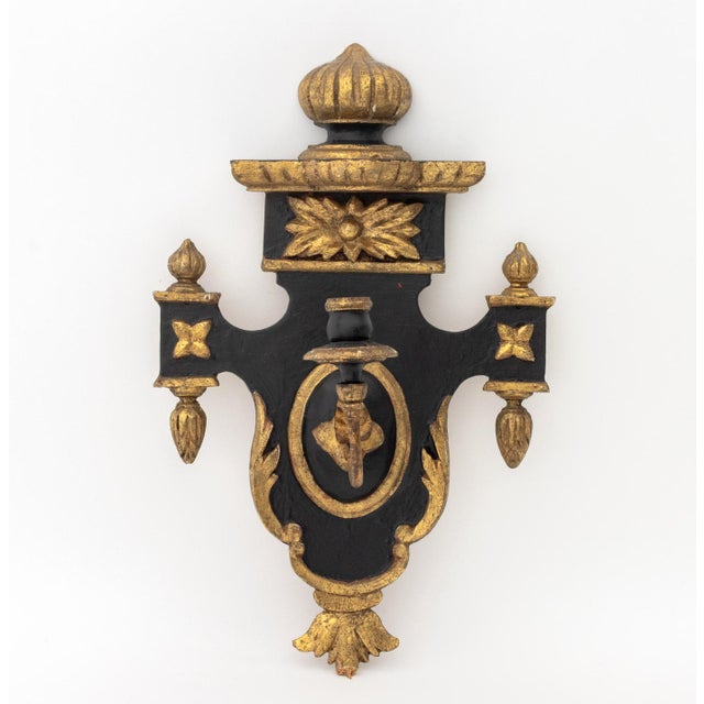 Black Neoclassical Style Ebonized & Gilt Sconces, Pair For Sale - Image 8 of 11