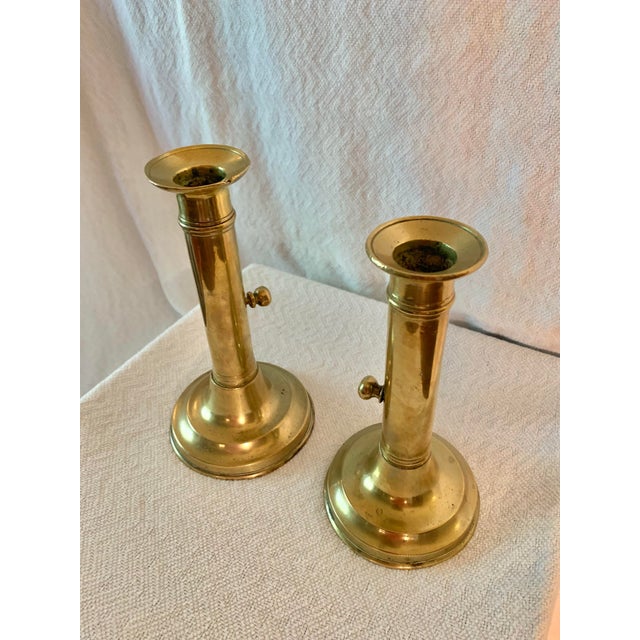 French Early 20th Century French Brass Adjustable Candlesticks - a Set For Sale - Image 3 of 12