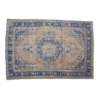 Vintage Distressed Oushak Carpet - 6'7" x 9'5" For Sale