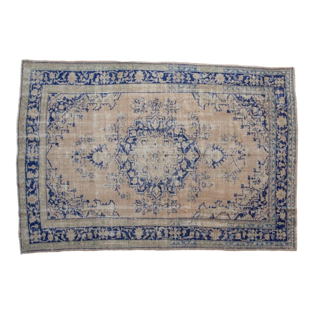 Vintage Distressed Oushak Carpet - 6'7" x 9'5" For Sale
