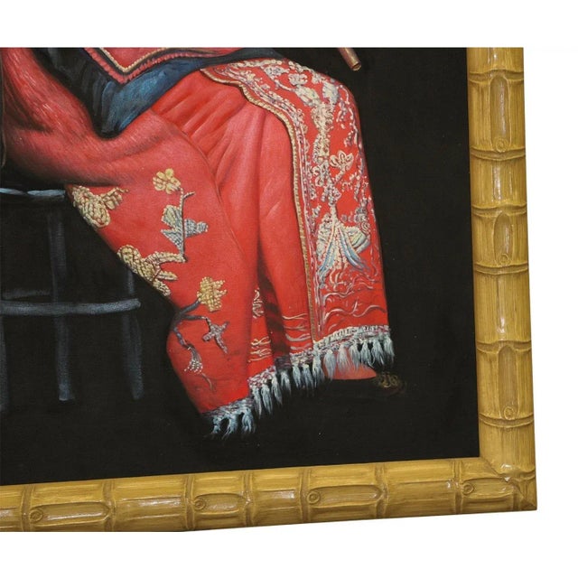 Chinese Oil Painting on Canvas Female Musician For Sale - Image 4 of 5