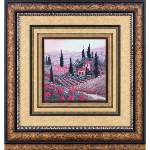 Rustic European Late 20th Century Miro Kenarov Signed Limited-Edition “Tuscany Poppies” Giclée in Monumental 50-Inch Frame For Sale - Image 3 of 6