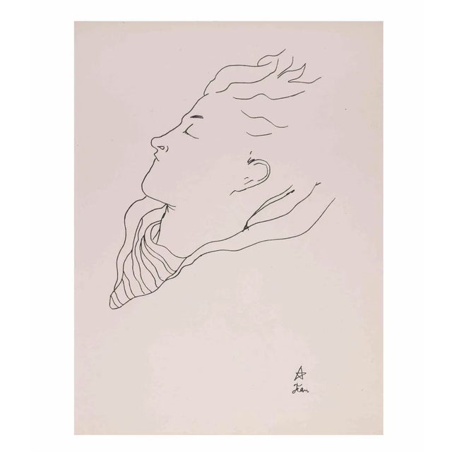 Lithograph on vélin pur fil des Papeteries du Marais, realized by Cocteau in 1929. Belongs to the suite "25 Dessins d'Un...