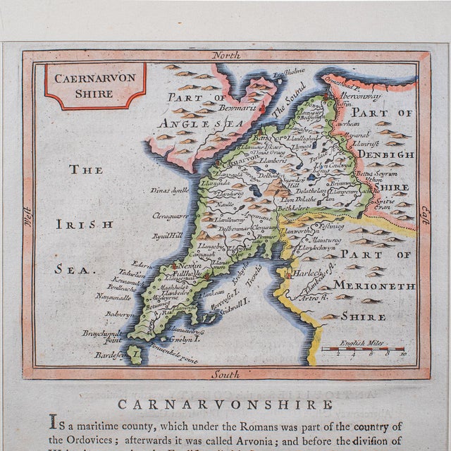 Cream Antique Dual Sided Carnarvonshire Map, Atlas Excerpt, North Wales, Cartography For Sale - Image 8 of 12