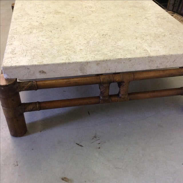 Henredon Mactan Stone Top & Bamboo Coffee Table | Chairish