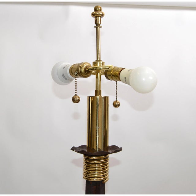 1970s Tripod Base Floor Lamp Brass Handcrafted Cast Iron For Sale - Image 9 of 13