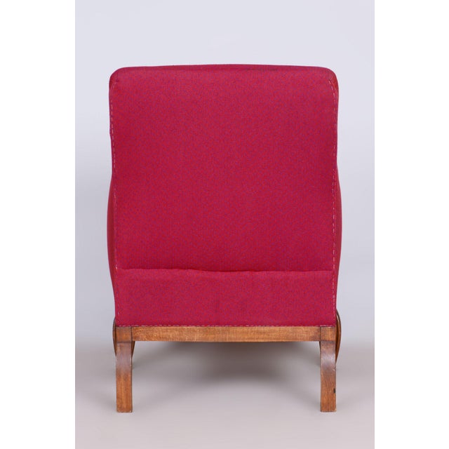 Red French Art Deco Armchair in Beech, 1930s For Sale - Image 8 of 9