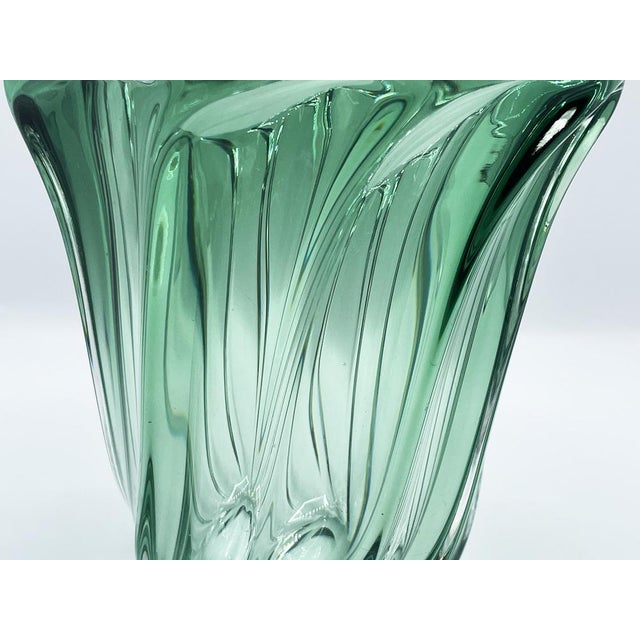Glass Green Crystal Vase by Val Saint Lambert, 1960s For Sale - Image 7 of 14