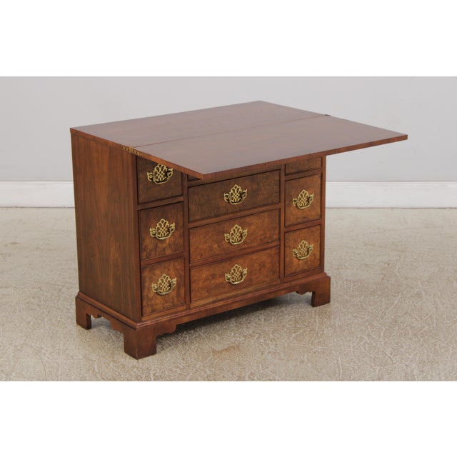 Baker Furniture Company Baker Burl Wood 8 Drawer Flip Top Server Bachelor Chest For Sale - Image 4 of 17