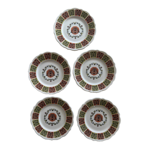 Vintage Mid Century Modern Syracuse China Persian Pattern Plates – 6.25 Inches – American Restaurant Ware - Set of Five