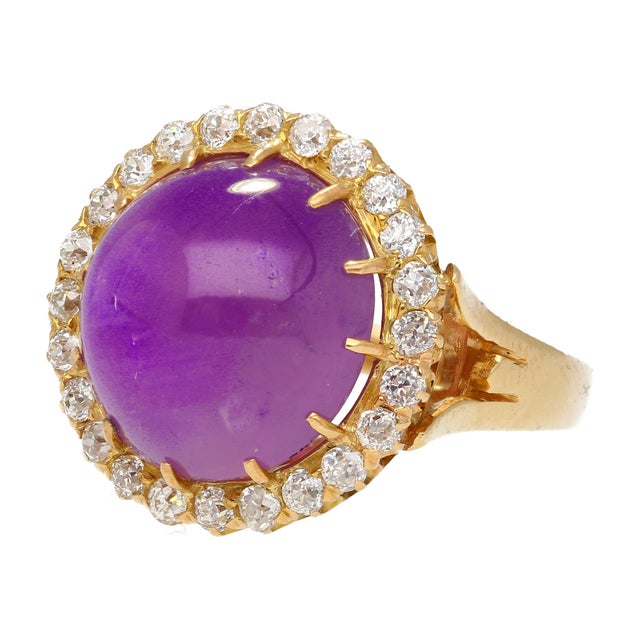 Gia Cert. 14.56 Carat Purple Star Sapphire No Heat Sri Lanka Sunburst Ring, Size 6 For Sale - Image 4 of 5