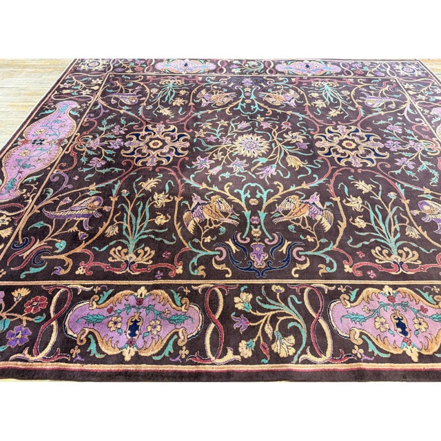 Textile 1920s Brown Ground Islimi Birds East Asian Antique Chinese Room Size Knotted Rug For Sale - Image 7 of 7
