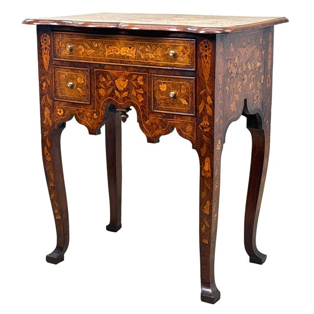 Antique Walnut and Marquetry Inlaid Side Table, 1760 For Sale - Image 14 of 14