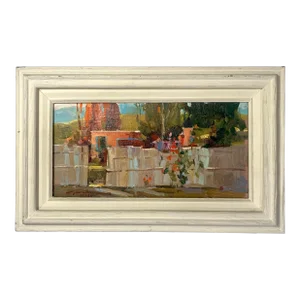 1989 "Santa Fe - Canyon Rd" Oil on Wood Panel Plein Air Painting, Framed