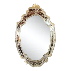 Venetian Mirror Large Early 20th Century Murano Crystal and Glass Venetian Style Mirror