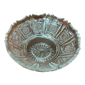 1950s Saw Tooth Cut Crystal Serving Bowl